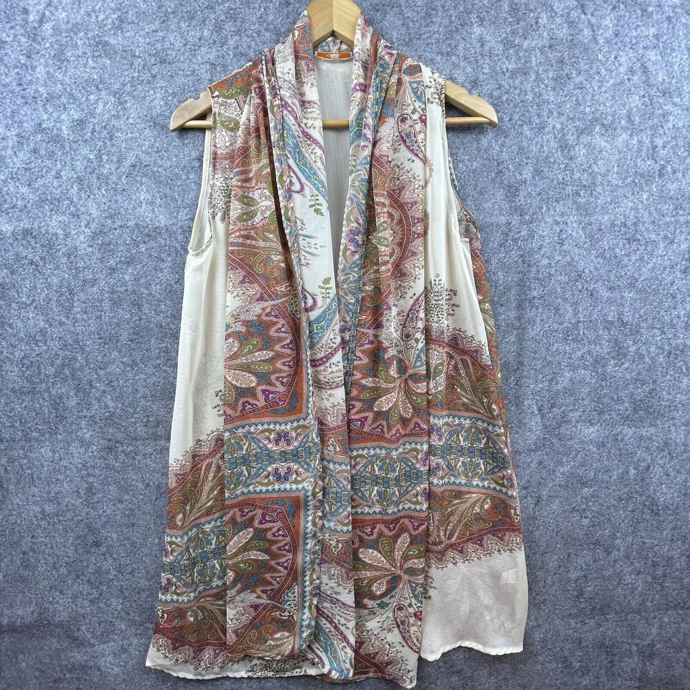 Kaitlyn‎ Vest Womens Large Boho Bandana Flowy Sheer Paisley Festival Hippie